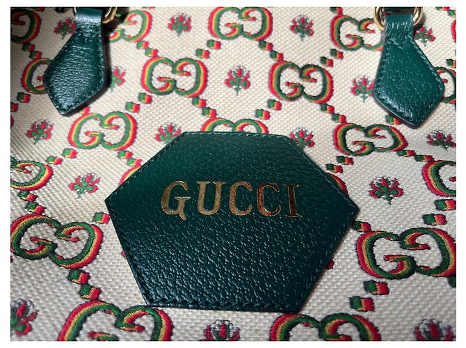 Borsa Tote Gucci Ophidia Centennial Beige Verde - vista 5