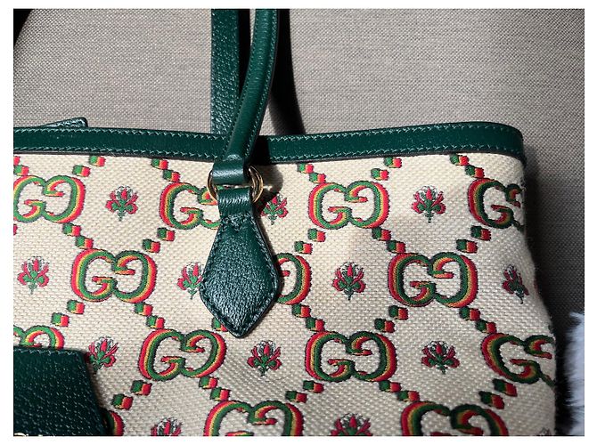 Borsa Tote Gucci Ophidia Centennial Beige Verde - vista 6