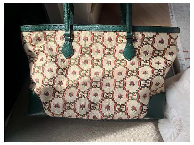 Borsa Tote Gucci Ophidia Centennial Beige Verde - vista 8