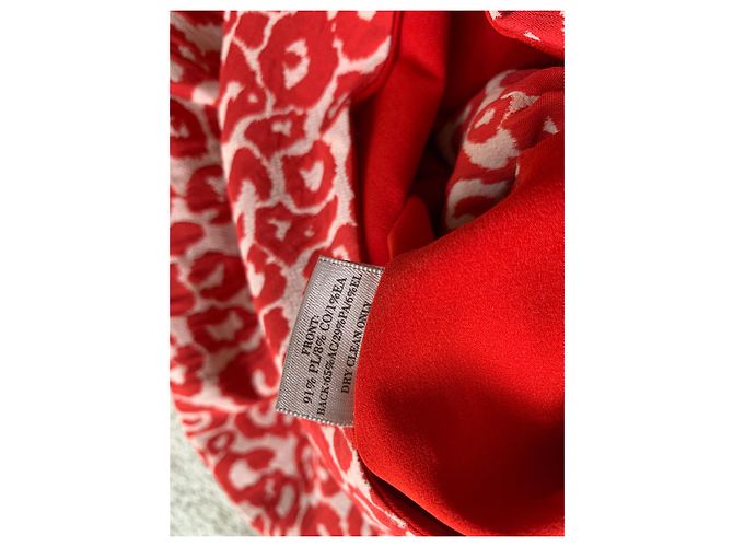 Preen By Thornton Bregazzi Blusa Peplum Jacquard Estampado Leopardo Rojo Blanco Roja Burdeos - vista 3