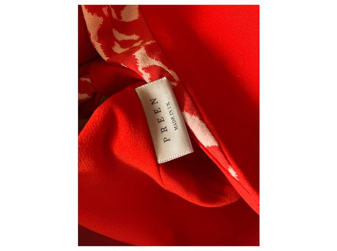 Preen By Thornton Bregazzi Blusa Peplum Jacquard Estampado Leopardo Rojo Blanco Roja Burdeos - vista 4