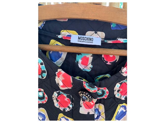 Jaqueta cropped Moschino Cheap And Chic de seda estampa joias Multicor - vista 4