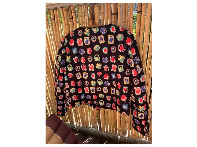 Jaqueta cropped Moschino Cheap And Chic de seda estampa joias Multicor - vista 7
