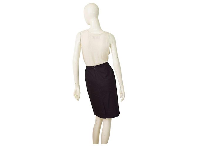 Falda lápiz negra de mezcla de algodón Calvin Klein Talla 10 Negro - vista 2