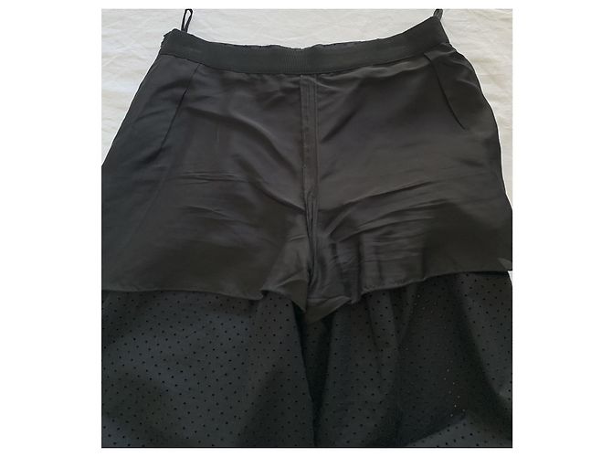 Chanel Pantalones Anchos Negros de Algodón Perforados - vista 4