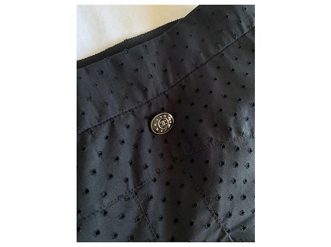 Chanel Pantalones Anchos Negros de Algodón Perforados - vista 7