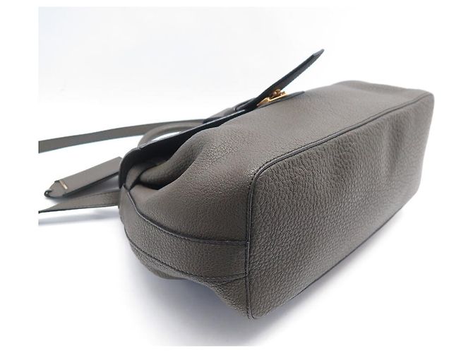 BOLSA A MÃO LANCEL CHARLIE MM A08370 ALÇA DE COURO KAKI - vista 5