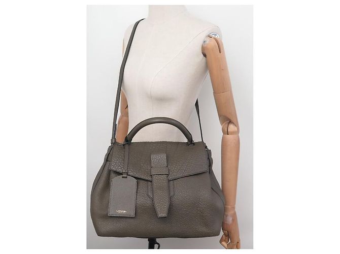 BOLSA A MÃO LANCEL CHARLIE MM A08370 ALÇA DE COURO KAKI - vista 7
