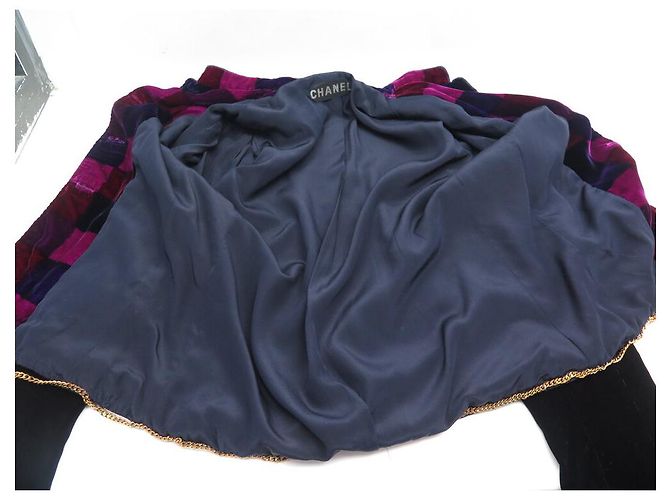 VINTAGE CHANEL HAUTE COUTURE GÜRTELJACKE 40 M SAMT CC LOGO Marineblau - Ansicht 6