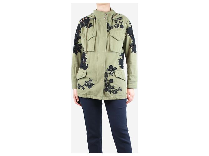 Alice + Olivia Grüne Broderie-Anglaise-Jacke - Größe S - Ansicht 3