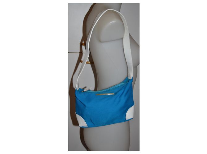 Borsa a spalla Max Mara bianca e turchese in pelle e tela Bianco - vista 2