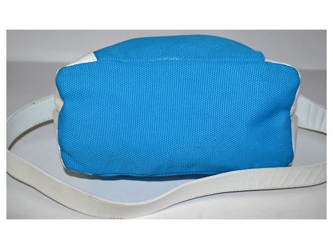 Borsa a spalla Max Mara bianca e turchese in pelle e tela Bianco - vista 5