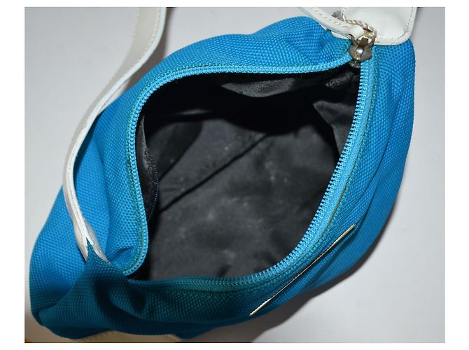 Borsa a spalla Max Mara bianca e turchese in pelle e tela Bianco - vista 7