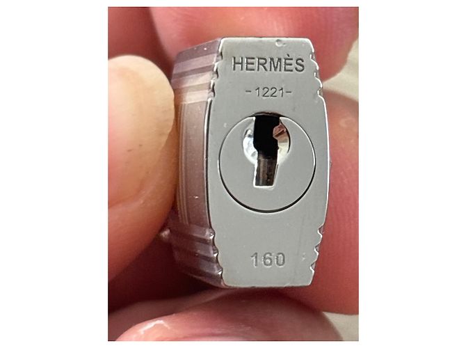 Glänzendes silbernes Stahl-Hermès-Schloss für Kelly oder Birkin Silber Hardware - Ansicht 5