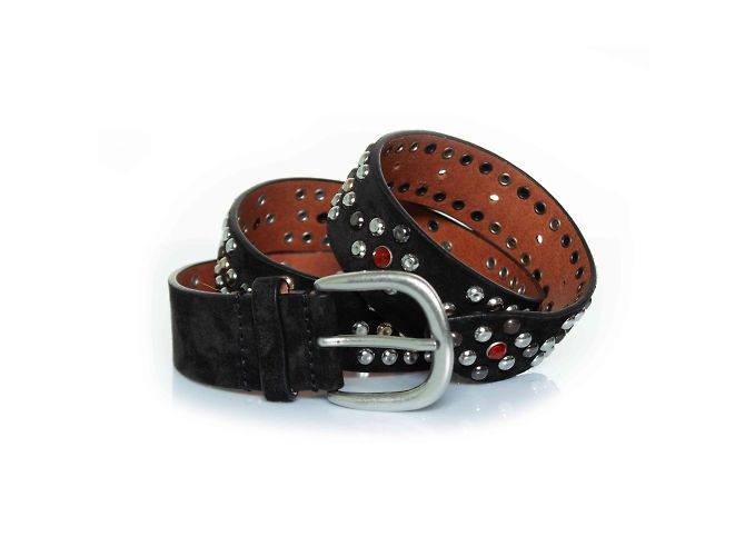 Isabel Marant, cintura in suede nero con borchie multicolori Multicolore - vista 2
