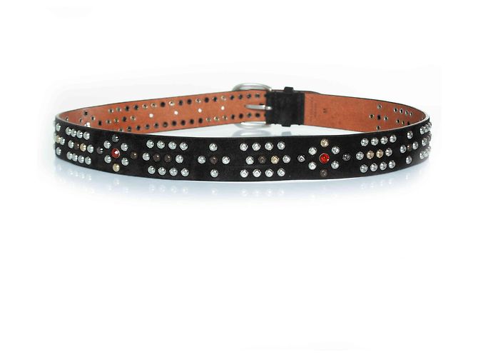 Isabel Marant, cintura in suede nero con borchie multicolori Multicolore - vista 3