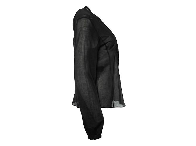 Strenesse, blouse nera trasparente con bottoni rotondi Nero - vista 2