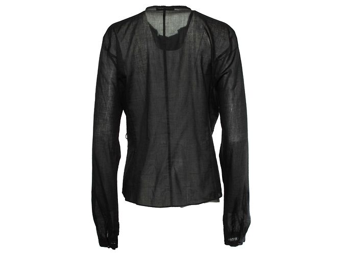 Strenesse, blouse nera trasparente con bottoni rotondi Nero - vista 3
