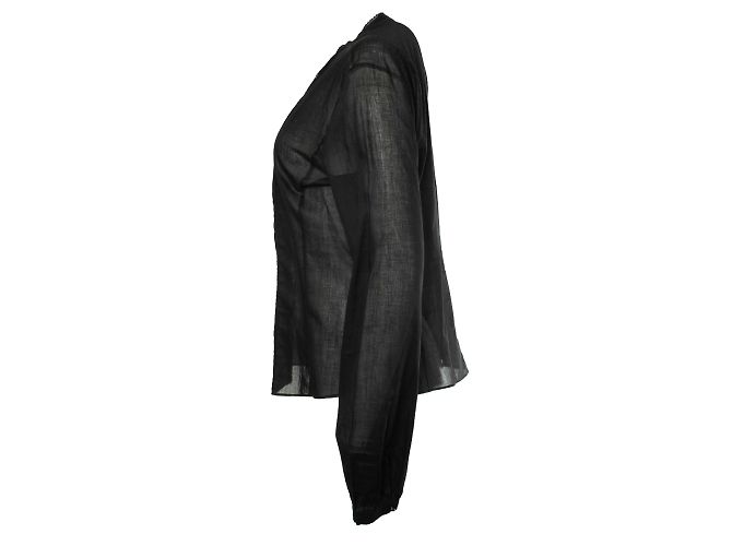 Strenesse, blouse nera trasparente con bottoni rotondi Nero - vista 4