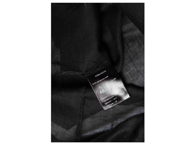 Strenesse, blouse nera trasparente con bottoni rotondi Nero - vista 5