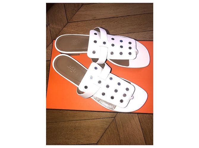 Sandali Hermès Opium in pelle bianca Bianco - vista 2