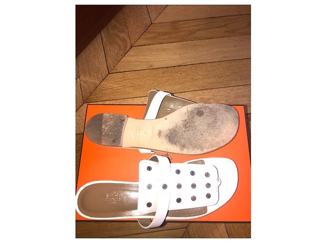 Sandali Hermès Opium in pelle bianca Bianco - vista 5