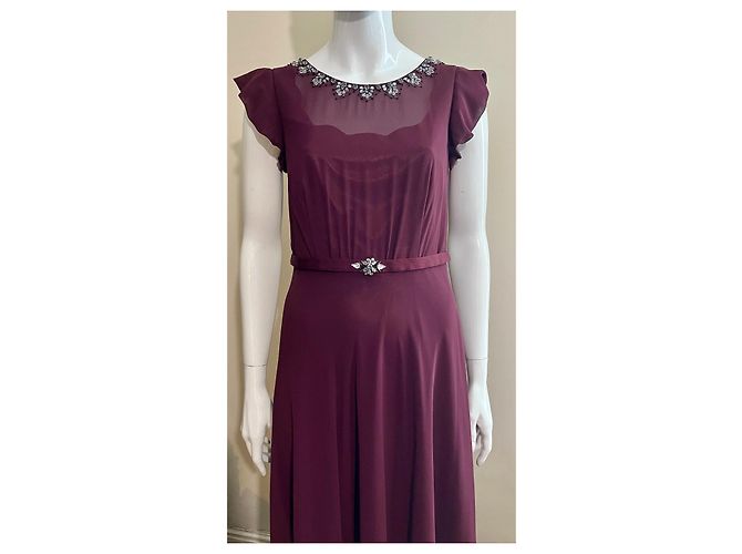 Jenny Packham Burgunderfarbenes Abendkleid mit Strassverzierungen Lila - Ansicht 2