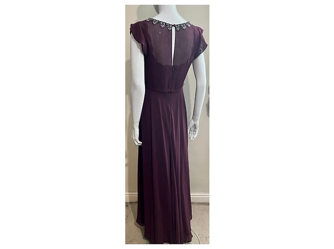 Jenny Packham Burgunderfarbenes Abendkleid mit Strassverzierungen Lila - Ansicht 4
