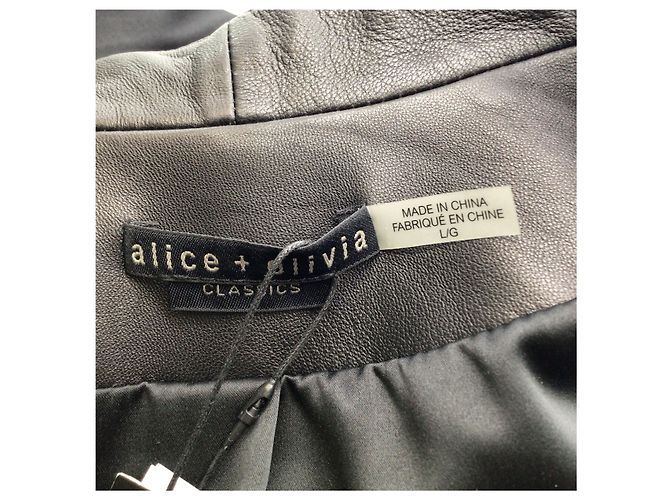 Schwarze Harvey drapierte offene Lederjacke von Alice + Olivia - Ansicht 4