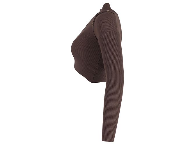 Maglione Corto Jacquemus La Maille Bormio in Lana Marrone - vista 2