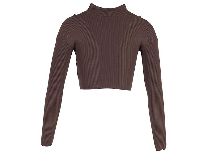 Maglione Corto Jacquemus La Maille Bormio in Lana Marrone - vista 3