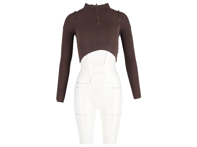 Maglione Corto Jacquemus La Maille Bormio in Lana Marrone - vista 4