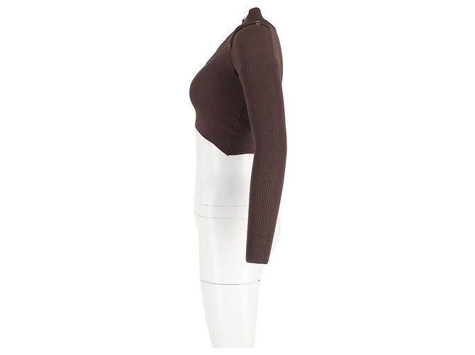 Maglione Corto Jacquemus La Maille Bormio in Lana Marrone - vista 5