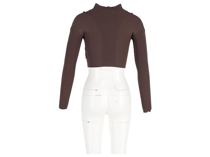 Maglione Corto Jacquemus La Maille Bormio in Lana Marrone - vista 6