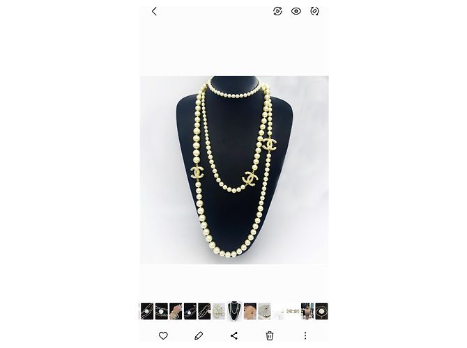 Coco Crush Collana di Perle Chanel Classica Extra Lunga A21 Crociera 100 Anni di Anniversario D'oro - vista 20