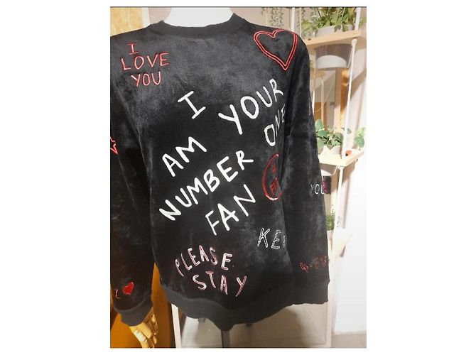 Sudadera Kenzo I♡YOU de terciopelo negro - vista 2