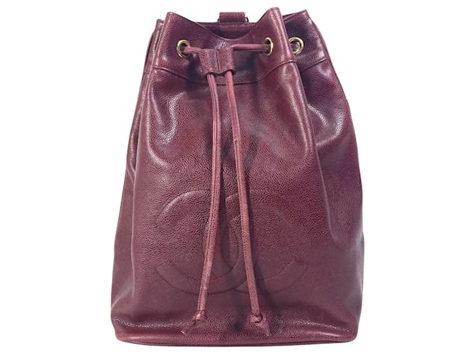 Chanel Drawstring Dark red Leather ref.1430132 - Joli Closet