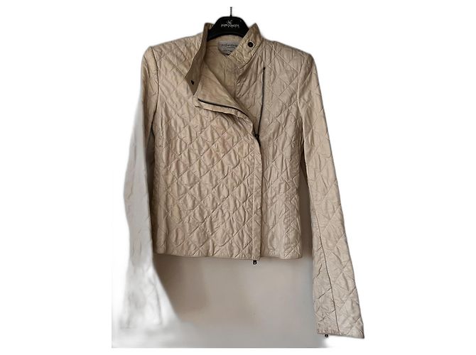Yves Saint Laurent Gesteppte Lammleder Bikerjacke Beige - Ansicht 4