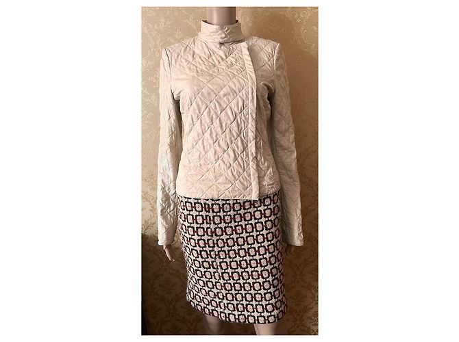 Yves Saint Laurent Gesteppte Lammleder Bikerjacke Beige - Ansicht 13