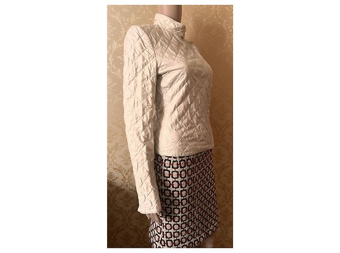 Yves Saint Laurent Gesteppte Lammleder Bikerjacke Beige - Ansicht 14