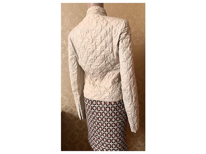 Yves Saint Laurent Gesteppte Lammleder Bikerjacke Beige - Ansicht 15