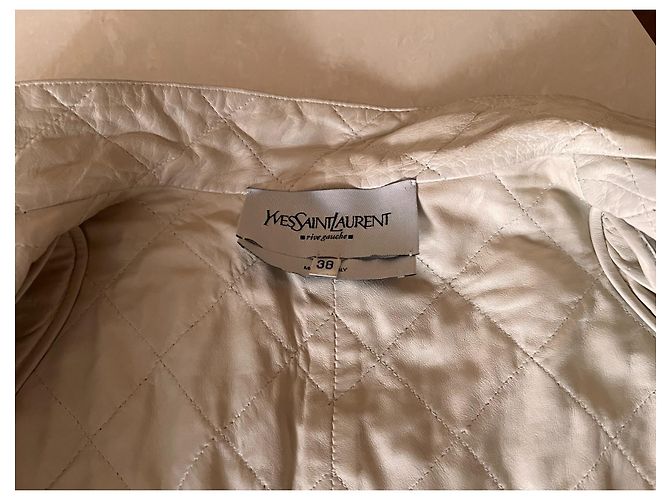 Yves Saint Laurent Gesteppte Lammleder Bikerjacke Beige - Ansicht 6