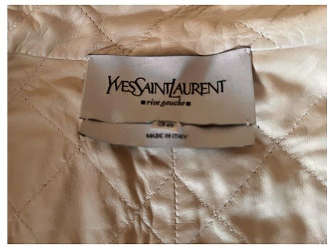 Yves Saint Laurent Gesteppte Lammleder Bikerjacke Beige - Ansicht 7