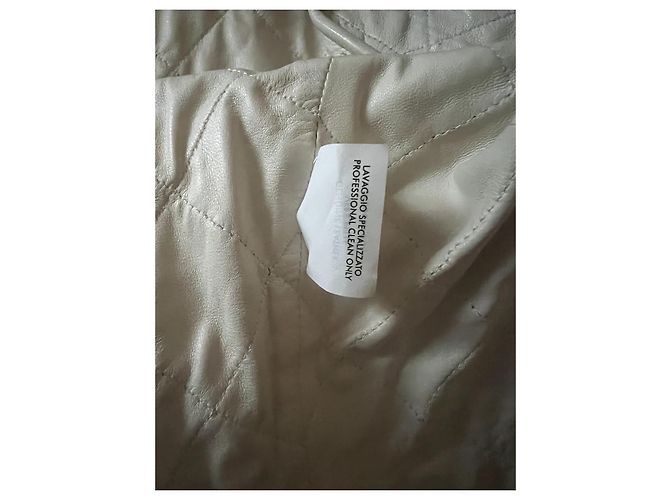 Yves Saint Laurent Gesteppte Lammleder Bikerjacke Beige - Ansicht 9
