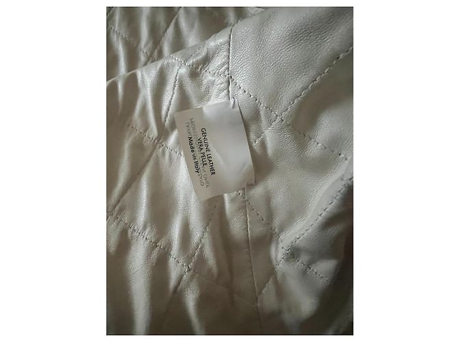 Yves Saint Laurent Gesteppte Lammleder Bikerjacke Beige - Ansicht 10