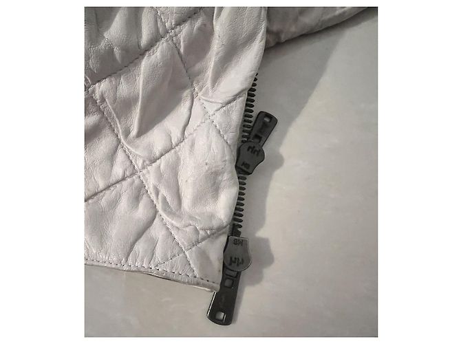 Yves Saint Laurent Gesteppte Lammleder Bikerjacke Beige - Ansicht 11