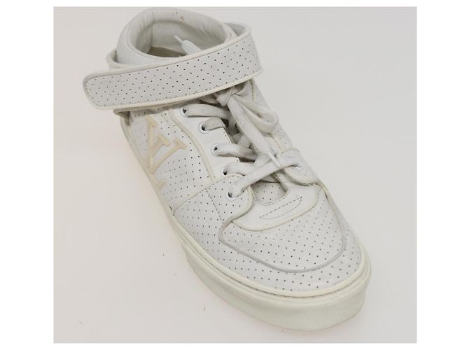 LOUIS VUITTON Sneakers Leder Weiß LV Auth kk232 - Ansicht 13