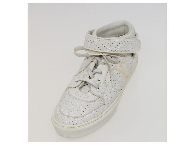LOUIS VUITTON Sneakers Leder Weiß LV Auth kk232 - Ansicht 3