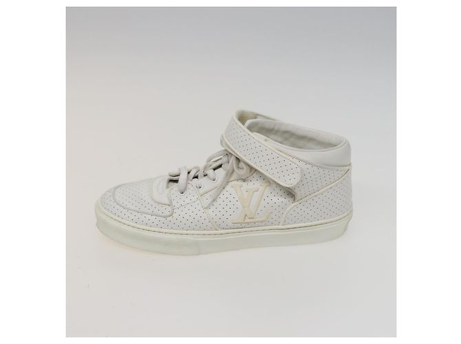 LOUIS VUITTON Sneakers Leder Weiß LV Auth kk232 - Ansicht 4