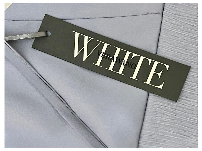 Vera Wang Abito da sera in satin e chiffon blu ghiaccio, nuovo con etichette Blu chiaro - vista 2
